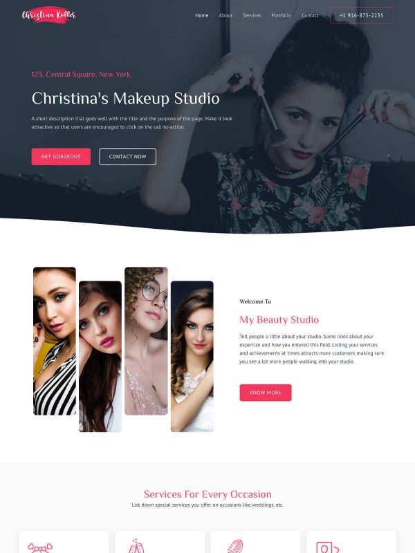 Template de site para maquiador