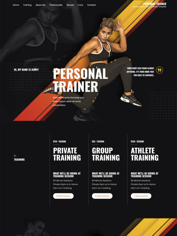 Template de site para personal trainer