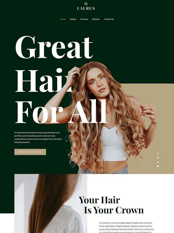 Template de site para salão de beleza