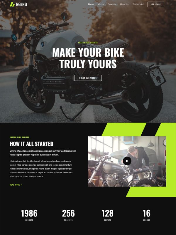 Template de site para oficina de motos